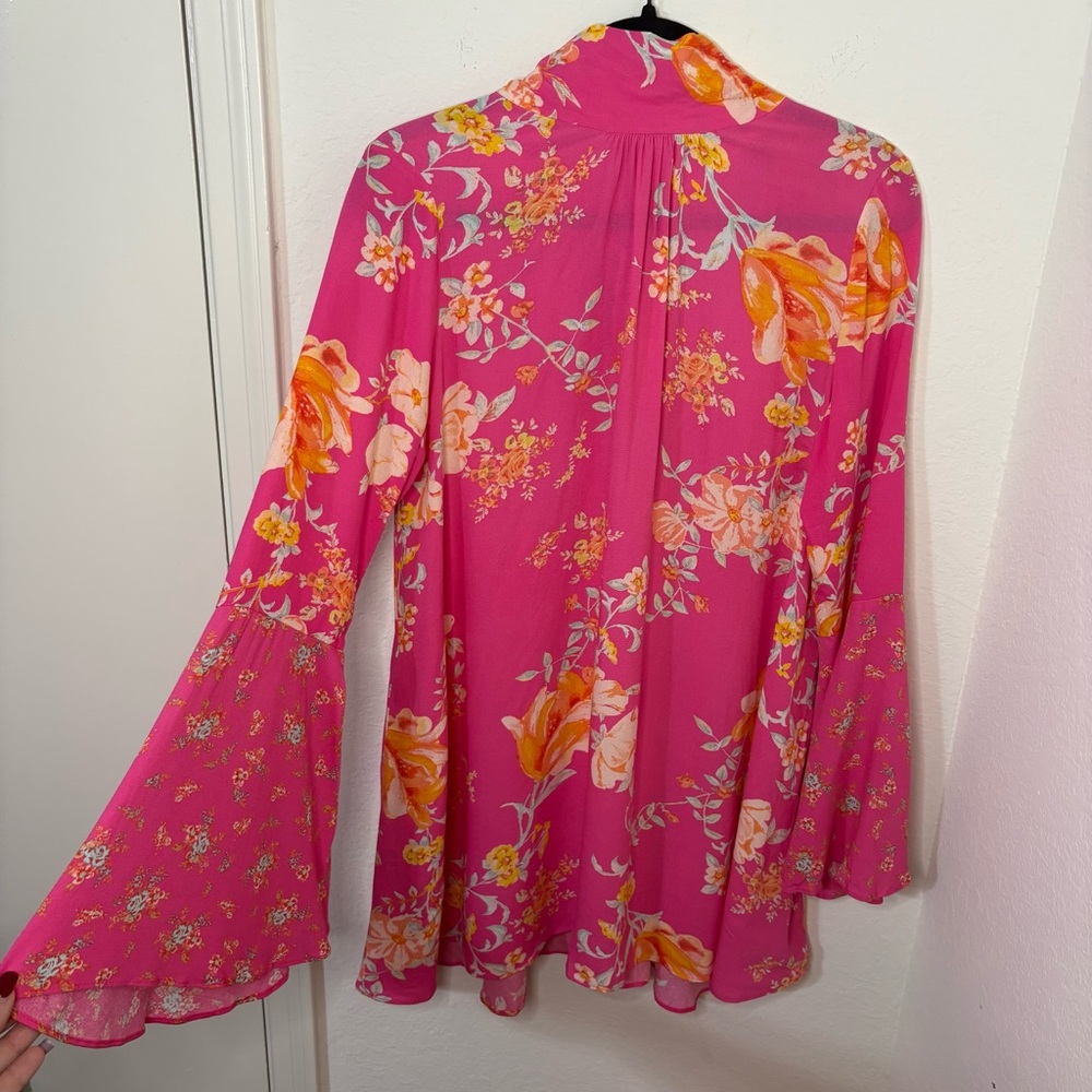 Free People Tate Floral Print Tunic Dress in Lollipop Combo size Large NWT